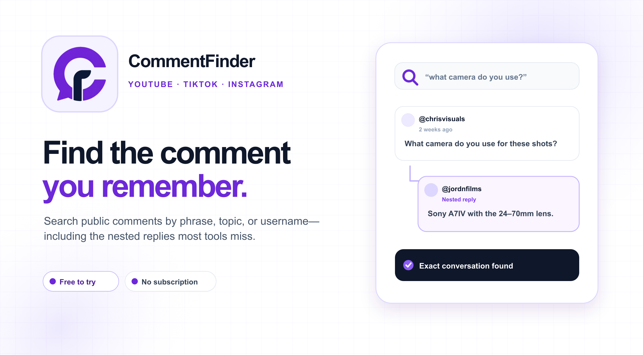CommentFinder preview